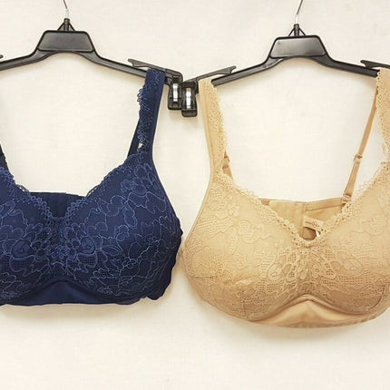 LOT OF 2 RHONDA SHEAR Women's 0027 Front Lace Detail Bra - CHOOSE COLOR PACK