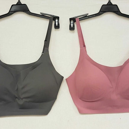 LOT OF 2 Rhonda Shear #9603 Adjustable Strap Body Bra, DARK GREY & DUSTY MAUVE