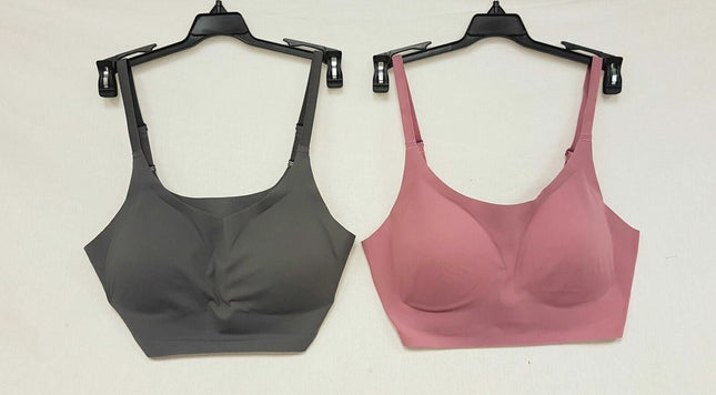 LOT OF 2 Rhonda Shear #9603 Adjustable Strap Body Bra, DARK GREY & DUSTY MAUVE