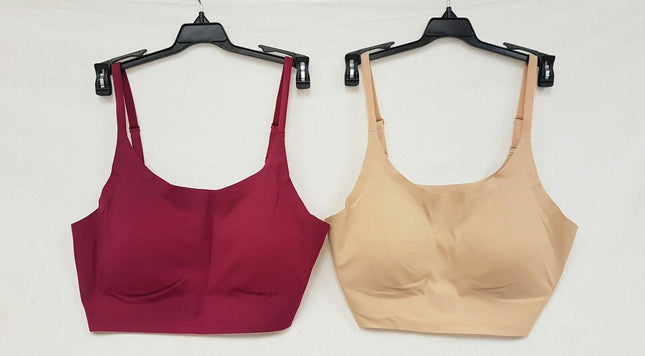 LOT OF 2 Rhonda Shear #9603 Adjustable Strap Body Bra, NUDE & BURGUNDY