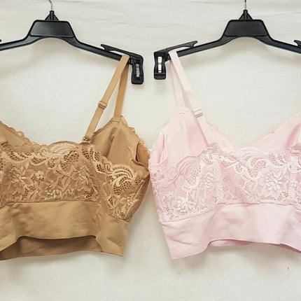 LOT OF 2 Rhonda Shear #9342 Lace Leisure Bra, NUDE & BLUSH