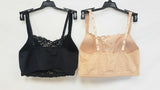 LOT OF 2 Rhonda Shear #9340 Molded Cup Bra with Lace Detail Front, BLACK & NUDE