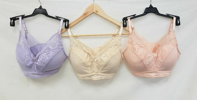 3X Rhonda Shear 671 Lace Back PinUp Bra, NEUTRAL NUDE, CORAL PINK, DUSTY PURPLE