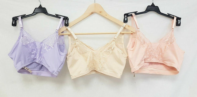 3X Rhonda Shear 671 Lace Back PinUp Bra, NEUTRAL NUDE, CORAL PINK, DUSTY PURPLE