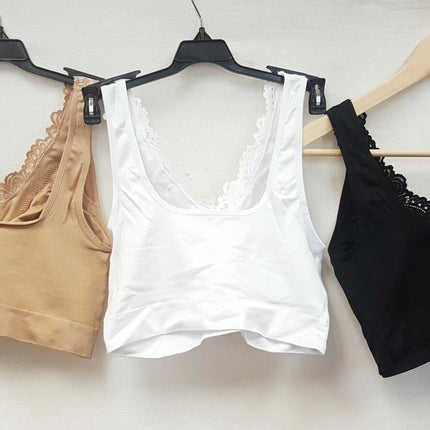 LOT OF 3 RHONDA SHEAR Women's 9217 Lace Trim Longline Ahh Bra -CHOOSE COLOR PACK