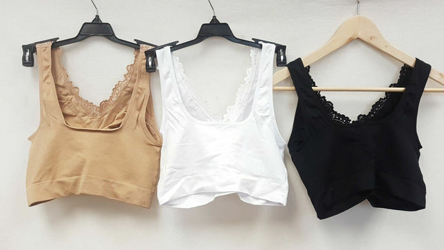 LOT OF 3 RHONDA SHEAR Women's 9217 Lace Trim Longline Ahh Bra -CHOOSE COLOR PACK