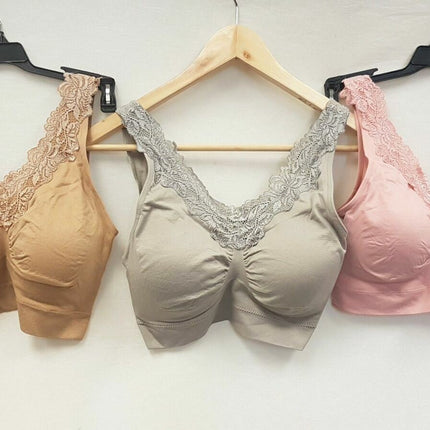 LOT OF 3 RHONDA SHEAR Women's 9217 Lace Trim Longline Ahh Bra -CHOOSE COLOR PACK