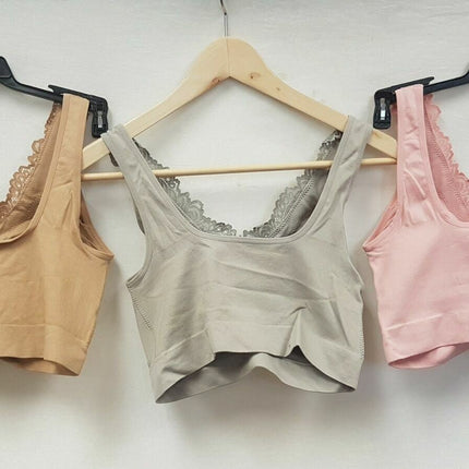 LOT OF 3 RHONDA SHEAR Women's 9217 Lace Trim Longline Ahh Bra -CHOOSE COLOR PACK