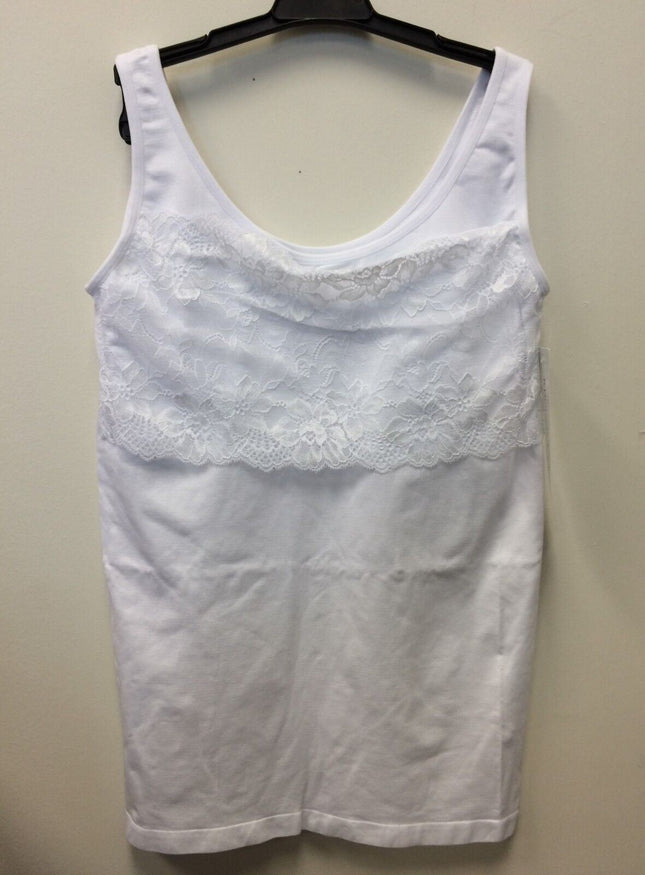 Rhonda Shear Lace Overlay Seamless Tank with Shelf Bra 4039 ( 1 Tank Only)