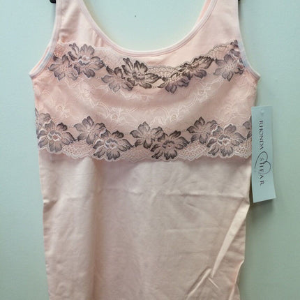 Rhonda Shear Lace Overlay Seamless Tank with Shelf Bra 4039 ( 1 Tank Only)