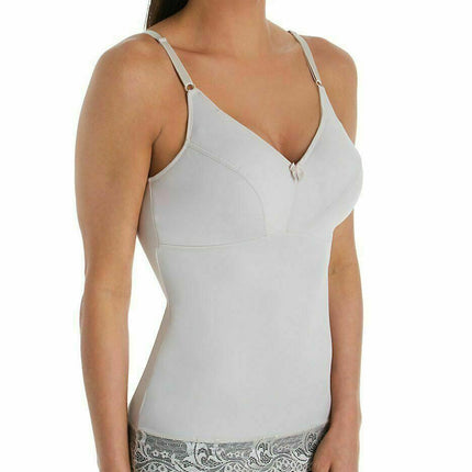 New, Rhonda Shear Satin Pin Up Smoothing Tank with Built in Bra 6675