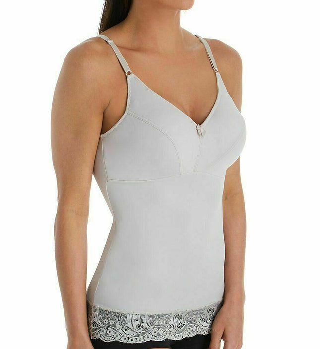 New, Rhonda Shear Satin Pin Up Smoothing Tank with Built in Bra 6675