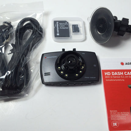 AGFA 1080p Dash Cam With G-Sensor 2.4" Screen and 8GB MicroSD Card