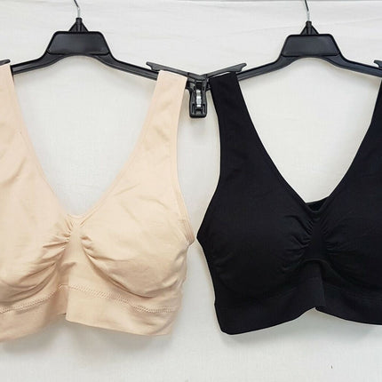 LOT OF 2 Rhonda Shear 9201 Jacquard Ahh Bra w/ Removable Pads, LIGHT BEIGE/BLACK