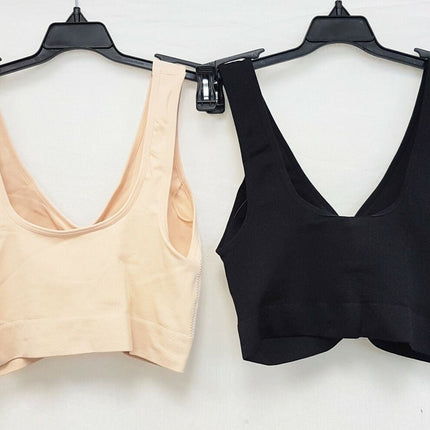 LOT OF 2 Rhonda Shear 9201 Jacquard Ahh Bra w/ Removable Pads, LIGHT BEIGE/BLACK