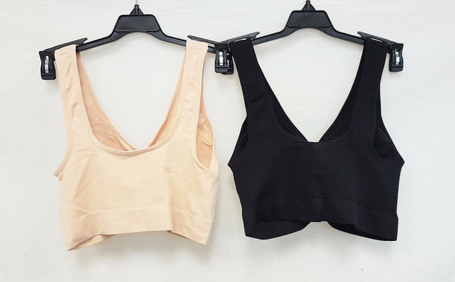 LOT OF 2 Rhonda Shear 9201 Jacquard Ahh Bra w/ Removable Pads, LIGHT BEIGE/BLACK