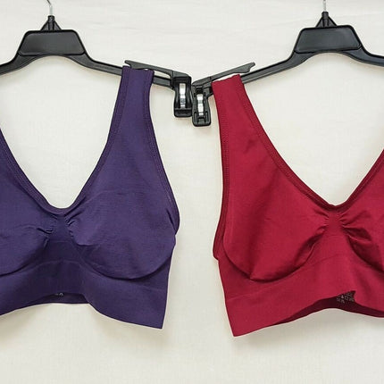 4X Rhonda Shear 9588 Ahh Seamless Leisure Bra, BLACK & TEAL & BURGUNDY & PURPLE