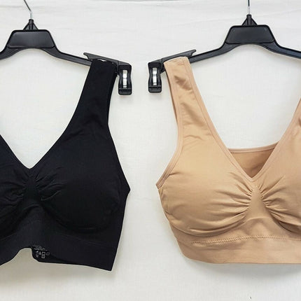 LOT OF 2 Rhonda Shear #9201 Jacquard Ahh Bra with Removable Pads, BEIGE/BLACK