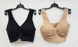LOT OF 2 Rhonda Shear #9201 Jacquard Ahh Bra with Removable Pads, BEIGE/BLACK