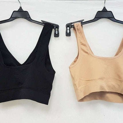 LOT OF 2 Rhonda Shear #9201 Jacquard Ahh Bra with Removable Pads, BEIGE/BLACK