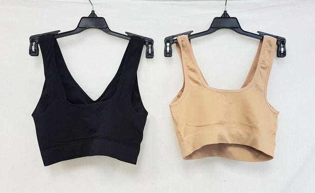 LOT OF 2 Rhonda Shear #9201 Jacquard Ahh Bra with Removable Pads, BEIGE/BLACK