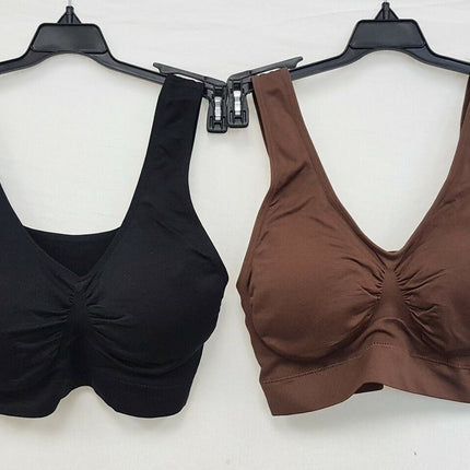 LOT OF 2 Rhonda Shear 9201 Jacquard Ahh Bra with Removable Pads, CHOCOLATE/BLACK