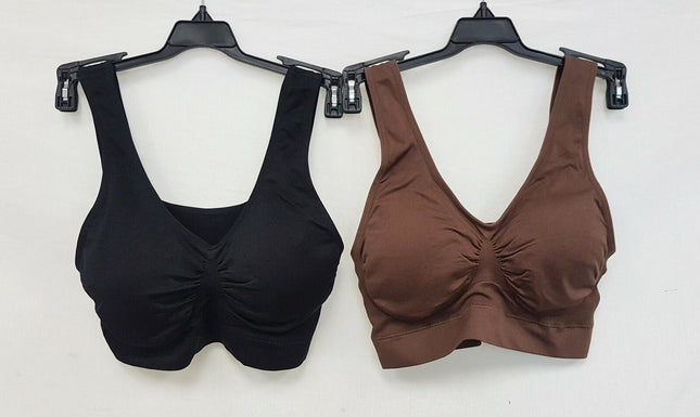 LOT OF 2 Rhonda Shear 9201 Jacquard Ahh Bra with Removable Pads, CHOCOLATE/BLACK