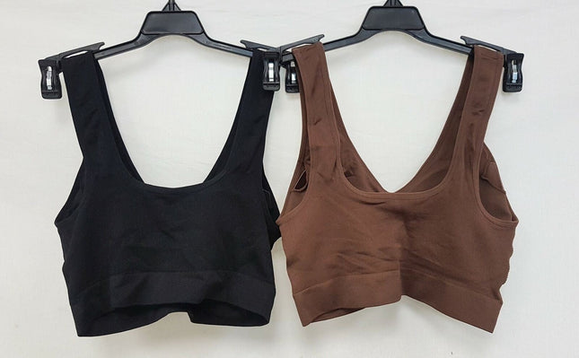 LOT OF 2 Rhonda Shear 9201 Jacquard Ahh Bra with Removable Pads, CHOCOLATE/BLACK