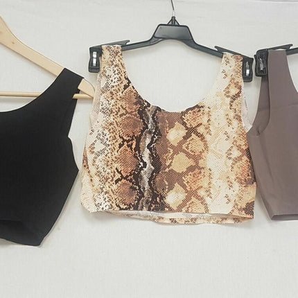 LOT OF 3 Rhonda Shear Women's #9602 Invisible Body Bra, MOCHA/SNAKE/BLACK