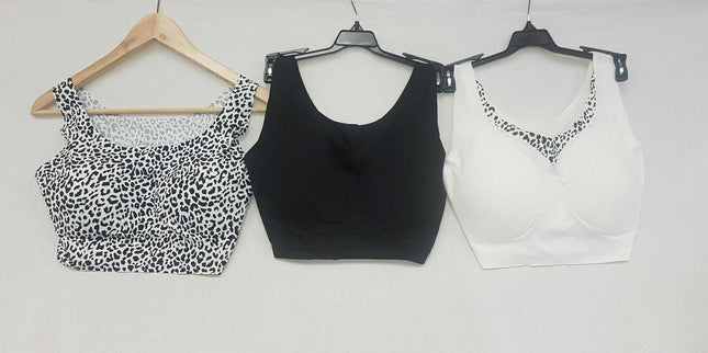 LOT OF 3 Rhonda Shear Women's #9602 Invisible Body Bra, SNOWLEOPARD/WHITE/BLACK