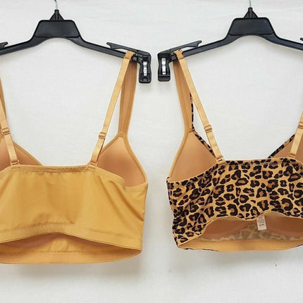 LOT OF 2 Rhonda Shear #0024 Molded Cup Wireless Bra, LEOPARD & BEIGE