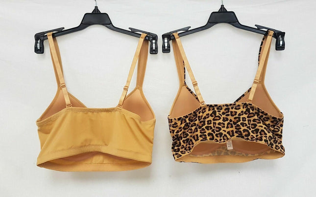 LOT OF 2 Rhonda Shear #0024 Molded Cup Wireless Bra, LEOPARD & BEIGE