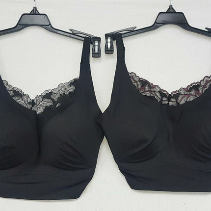 LOT OF 2 Rhonda Shear #9604 Lace Back Body Bra, Black White/ Black Burgundy