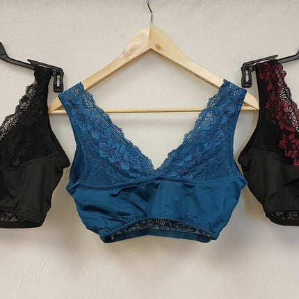 RHONDA SHEAR Women's #679 Lace Back Pin Up Bras - 3 BRAS, CHOOSE COLORS