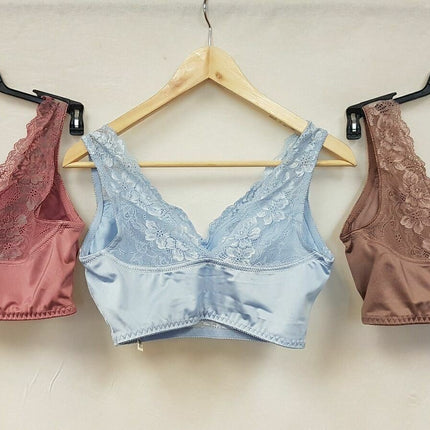 RHONDA SHEAR Women's #679 Lace Back Pin Up Bras - 3 BRAS, CHOOSE COLORS