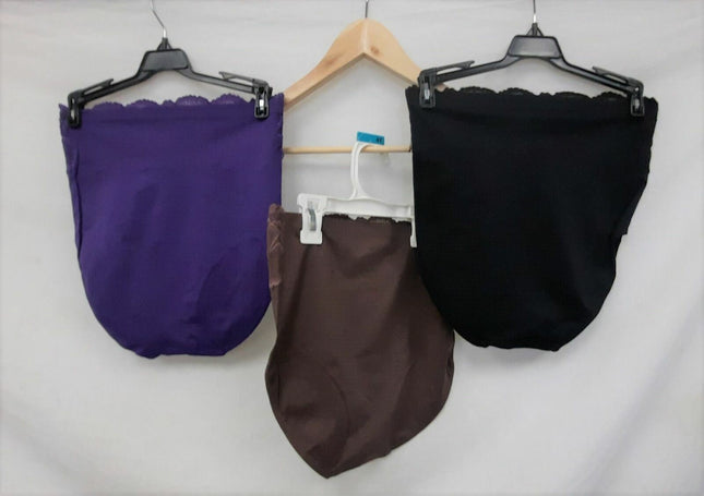 3X Rhonda Shear #4236 Ahh Panty High Waisted Lace  Undies, BLACK/PURPLE/HOTCHOCO