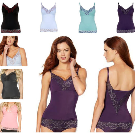 New, Rhonda Shear Pin Up Smoothing Tank with Built in Bra 6674