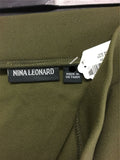 NEW NINA LEONARD Narrow Leg Pant With Zipped Front Pocket Army Green Small