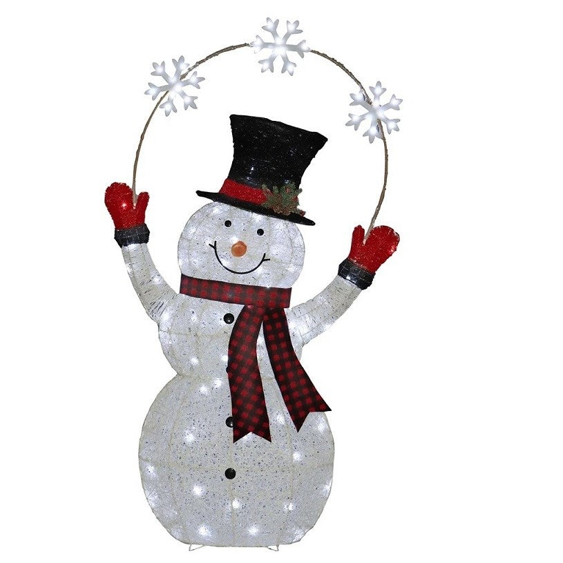 Berkley Jensen 57″ Pre-Lit 3D Snowman with Snowflakes