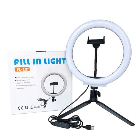 NEW, Fill In Light #FL-10" LED Beautification Ring Light Small Tripod