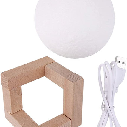 Moonlight Lamp, V-mix Night Light 3D Printing Moon Lamp Lunar USB Charging Night Light, Touch Control Brightness Two Tone, Diameter 5.1 Inch