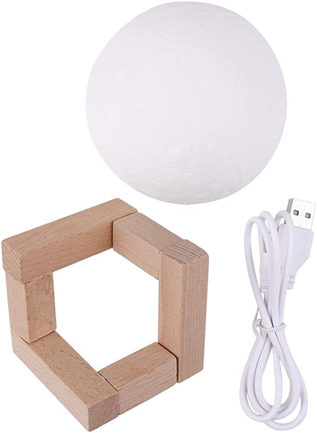 Moonlight Lamp, V-mix Night Light 3D Printing Moon Lamp Lunar USB Charging Night Light, Touch Control Brightness Two Tone, Diameter 5.1 Inch