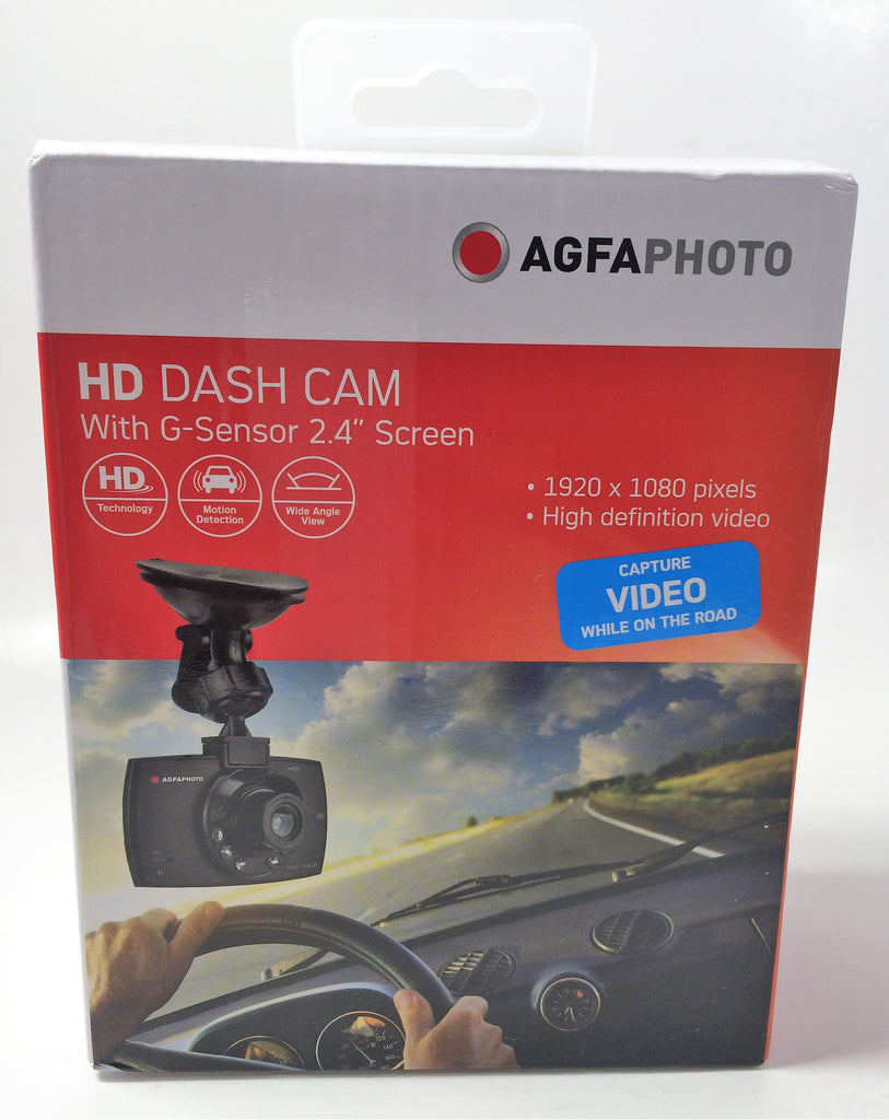 AGFA 1080p Dash Cam With G-Sensor 2.4" Screen and 8GB MicroSD Card