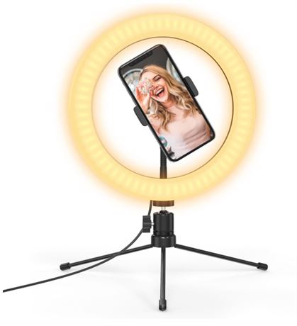 NEW, Dodocool #DA223W 10.2" BlitzWolf LED Ring Light w Stand + Phone Holder