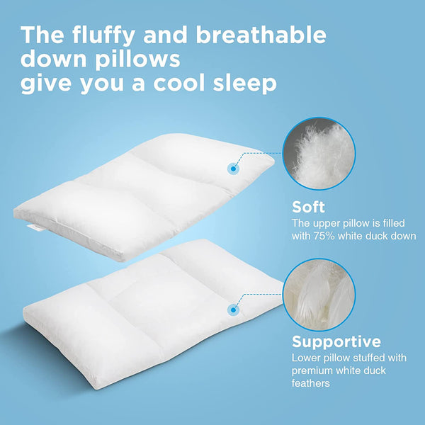 NEW DOWNFORT Side Sleeper Down Pillow, Smooth Breathing, Ergonomics Be ...