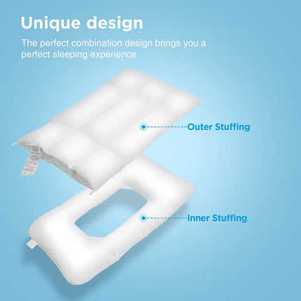 NEW DOWNFORT Neck Pillow for Pain Relief Sleeping, Down Bed Pillow for Side Back