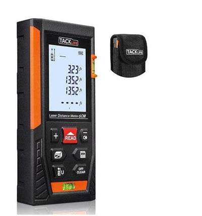 NEW, TACKLIFE 196Ft Mute Distance Meter Laser w/ 2 Bubble Levels