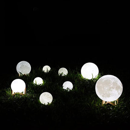 Moonlight Lamp, V-mix Night Light 3D Printing Moon Lamp Lunar USB Charging Night Light, Touch Control Brightness Two Tone, Diameter 5.1 Inch