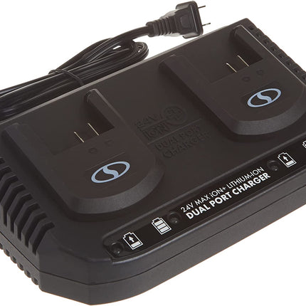 Snow Joe 24VCHRG-DPC 24V iON+ Dual Port Quick Charge Docking Station, Black