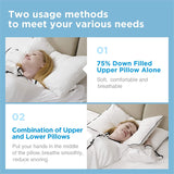 NEW DOWNFORT Side Sleeper Down Pillow, Smooth Breathing, Ergonomics Bed Pillow